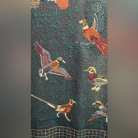 Goodwin Weavers Pheasants & Ducks Tapestry Woven Blanket made in the USA! VTG! - Picture 6 of 16